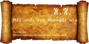 Mészáros Nikodémia névjegykártya